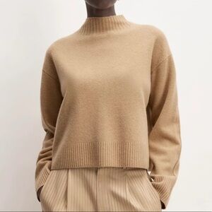everlane the good merino wool mockneck sweater - light camel